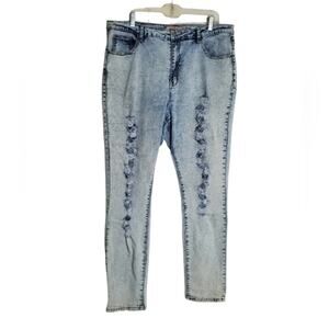 Judy Blue Women's Acid Wash Distressed Y2K Skinny Jeans Size 3XL